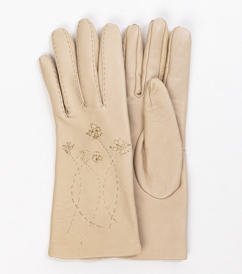 Gloves “Flax Blossom” embroidery, hand-stitched